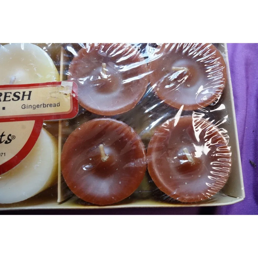 Waccents 12 CANDLE Votive Bakery Box Gingerbread, Cinnamon Roll, Vanilla VTG